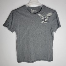 American Eagle Mens Shirt Medium Gray Graphic Print Top AE Short Sleeve Casual - £11.13 GBP