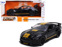 2020 Ford Mustang Shelby GT500 Black with Gold Stripes &quot;Bigtime Muscle&quot; 1/24 Die - £32.72 GBP