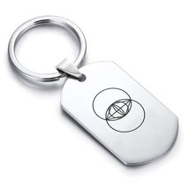 Stainless Steel Sacred Geometry Vesica Piscis Dog Tag Keychain - £7.82 GBP