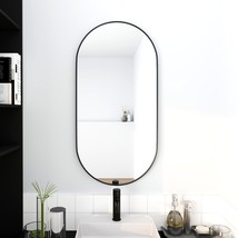 18 x 35 Inch Bathroom Mirror Black Aluminum Frame - Black - £68.87 GBP