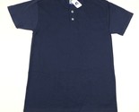 Russell Athletic Camiseta Jersey Hombre S AZUL Henley 2 Botón Nublend 50/50 - $9.49
