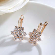 14K Gold Plated Elegant Stud Earrings with Zircon, Classic Unique Design - £32.32 GBP+