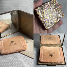S.J. Co Fifth Avenue Pink Gold Glitter Lucite Gold Tone Powder Mirror Compact - £23.73 GBP