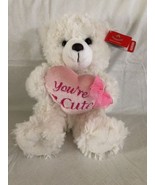 White Fuzzy Teddy Bear w/ Pink Heart Aurora Plush Stuffed “You’re a Cuti... - £11.21 GBP