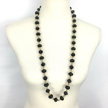 TRIFARI vintage black and goldtone necklace - 1980s 1990s chunky beaded ... - £15.42 GBP