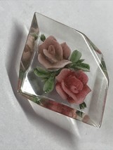 Vintage 1930s Reverse Carved Lucite Floral Brooch Pin - £39.97 GBP