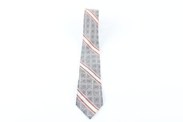 Vintage 40s 50s Rockabilly Distressed Silk Geometric Striped Neck Tie Dr... - $19.75