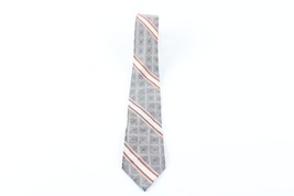 Vintage 40s 50s Rockabilly Distressed Silk Geometric Striped Neck Tie Dress Tie - £15.78 GBP