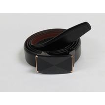 Men VALENTINI Leather Track Belt Adjustable Removable Buckle V526 Black image 6