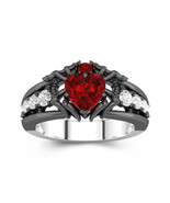 Gothic Engagement Ring For Women Garnet Inlaid Spider Inspired 925 Silve... - $196.96 CAD