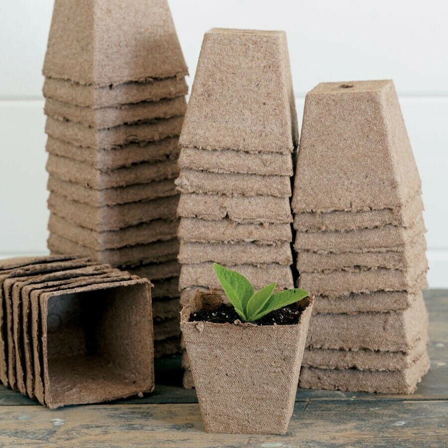 Primary image for Jiffy Pot, Single Square, 3.5" X 4.0", 5 Pack, POTS, 5 Cells, Biodegradable