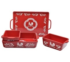 Temp-tations Doodle Doo 4-Piece Nestable Bake Set in Red - £155.44 GBP