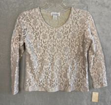 Vintage Impressions of California lace long sleeve ivory top sheer sleev... - £11.98 GBP