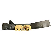 Elephant Belt Gold Toned Adjustable Vegan Leather VTG - $18.80