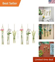 Stylish Gold Glass Test Tubes: 6-Piece Propagation Vase Set for Modern H... - $37.50