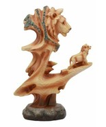 Ebros African Savanna Safari Lion Statue 9.25&quot;Family Faux Wood Resin Fig... - £22.97 GBP