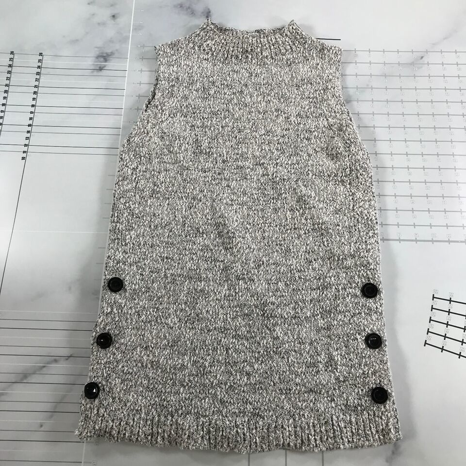 Ann Taylor Sweater Dress Womens Small Heather Gray Longline Cotton Blend - $19.79