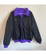 Vtg Columbia Men&#39;s XL Reversible Bomber Insulated Nylon Black Purple EUC... - $54.45