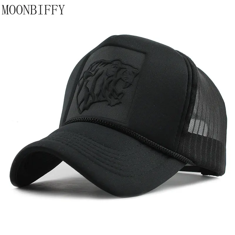 Trucker Hat Hip Hop Black Leopard Print Curved Baseball Caps Summer Mesh - £11.99 GBP