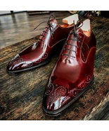 Oxford Men Maroon Brouging Magnificent Premium Quality Laceup Leather Shoes - £119.61 GBP+