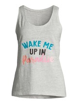 Sleep Shirt Tank Top Wake Me Up in Paradise Woman Sz L 12-14 Heather Gra... - £3.87 GBP