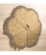 Fancy Holiday Christmas Tree Skirt damask Gold cords heavy thick fabric - $753.65 MXN