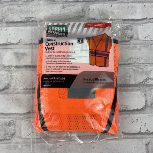 Primary image for Safety Work Hi Vis ANSI Class 2 Reflective Tape Vest High Visibility Neon Orange