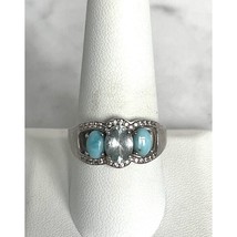 925 STERLING SILVER GOSHENITE AND LARIMAR RING SIZE 10 SKY - $47.62