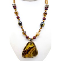 Vintage Laura Ashley Suede Necklace with Resin Pendant and Lucite Beads - £22.07 GBP