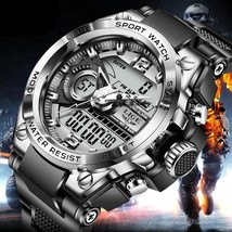 Lige Digital Men Military Watch 50m Waterproof Wristwatch LED Quartz Sport - £23.97 GBP