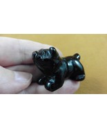 (Y-DOG-EB-570) Black Onyx BULLDOG bull dog gemstone carving FIGURINE sto... - £10.54 GBP