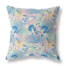 18 Blue Pink Tropical Indoor Outdoor Throw Pillow - £49.29 GBP