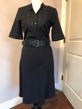 NWOT THEORY Short Sleeve Belted Black Dress SZ M - £58.39 GBP