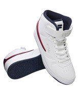 NWT FILA MSRP $89.99 VULC 13 MEN&#39;S WHITE NAVY MID PLUS HI TOP SNEAKERS S... - £31.31 GBP