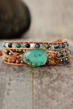 Natural Stone &amp; Agate Layered Bracelet - £19.18 GBP