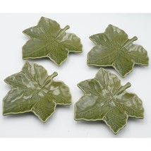 Pottery Barn Leaf Salad /Appetizer /Dessert Plates Fall Maple 10” Green Set of 4 - £37.33 GBP