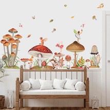 Woodland Mushroom Wall Decals Spring Forest Grass Easter Wall Stickers Girls Bed - £20.39 GBP
