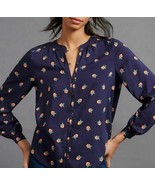 Anthropologie Kendra Dandy Dreamer Button Down Navy Blouse Size 6 EUC - £23.35 GBP