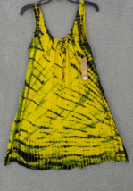 Raya Sun Sleeveless Dress Women Sz L Multi Tiedye Pttrn Drawstring Neck Back Nwt - $19.99