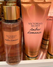 Victoria&#39;s Secret Amber Romance Fragrance Body Mist 8.4 OZ &amp; 8 OZ Lotion Set NEW - £19.95 GBP