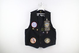 Vintage Mens Size XL Buckeye Wings GWRRA Button Motorcycle Vest Jacket Black - £53.49 GBP