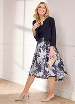 Kaleidoscope Marineblau Jacquard Ball Kleid &amp; Jacke UK 16 (fm61-7) - £91.05 GBP