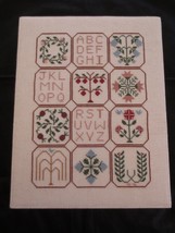 Mounted 12-BLOCK ALPHABET &amp; FLORAL DESIGN Counted CROSS STITCH-- 13.75&quot; ... - $24.75