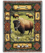 72x54 BUFFALO Lodge Southwest Tapestry Afghan Throw Blanket - £49.61 GBP