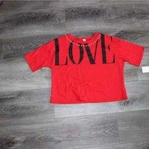 Beautees Girls Cropped Short Sleeve Love Printed T-Shirt, X-Large, Red - $34.65