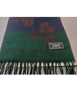 Christian Dior Cashluxe Scarf Wool 100% Acrylic Green Brown Leaf Fringe ... - $79.28