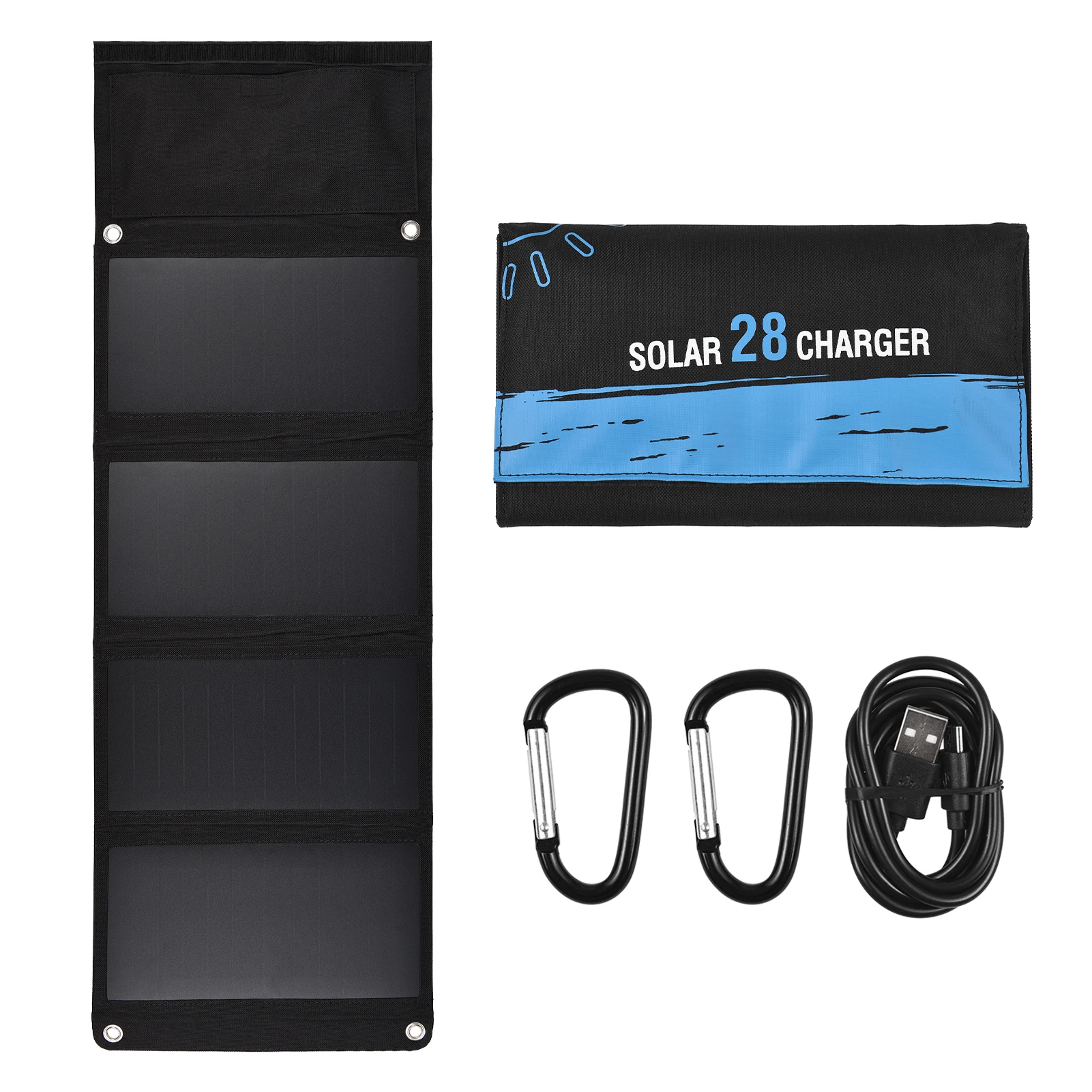 Waterproof 21W/28W Foldable Solar Panel 5V USB Sunpower Solar Cell Bank Pack - £36.25 GBP+