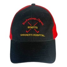 Budweiser Open Benefits Shriner’s Hospital VTG Hat Golf Red and Black Strapback - £14.85 GBP