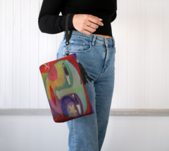 Funky Abstract Art Vegan Leather Wristlet Clutch Bag Purse Handbag Makeup Bag - £47.96 GBP