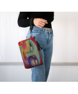 Funky Abstract Art Vegan Leather Wristlet Clutch Bag Purse Handbag Makeu... - £47.19 GBP